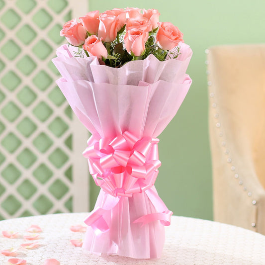 Charming Pink Roses Bouquet