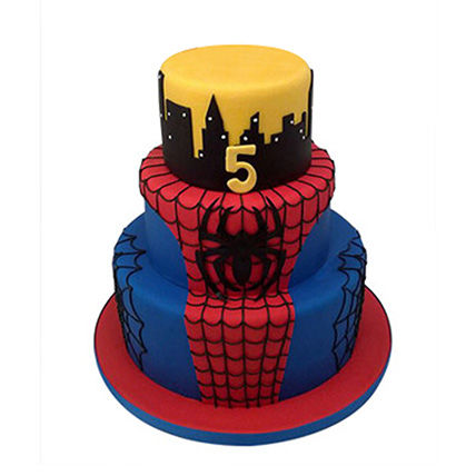 3 Tier Spiderman Cake