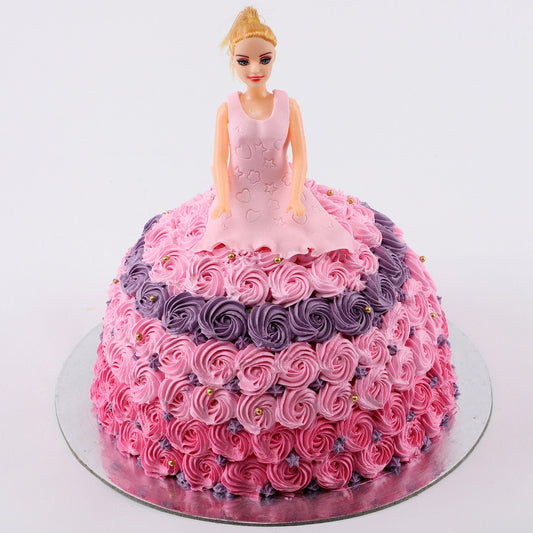 Barbie in Floral Roses Cake