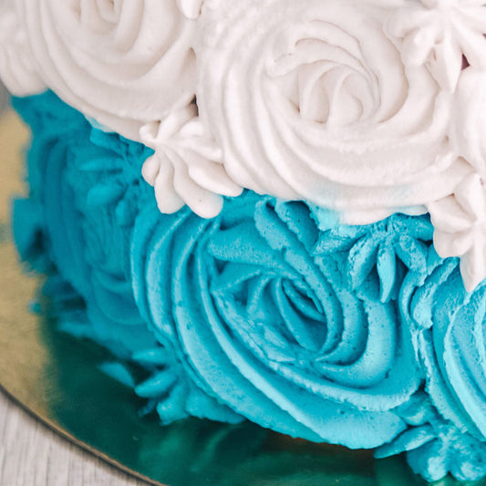 Blue Floral Vanilla Cream Cake