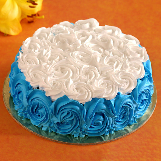 Blue White Roses Designer Chocolate Cake