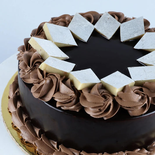 Chocolate Cream Cake With Kaju Katli