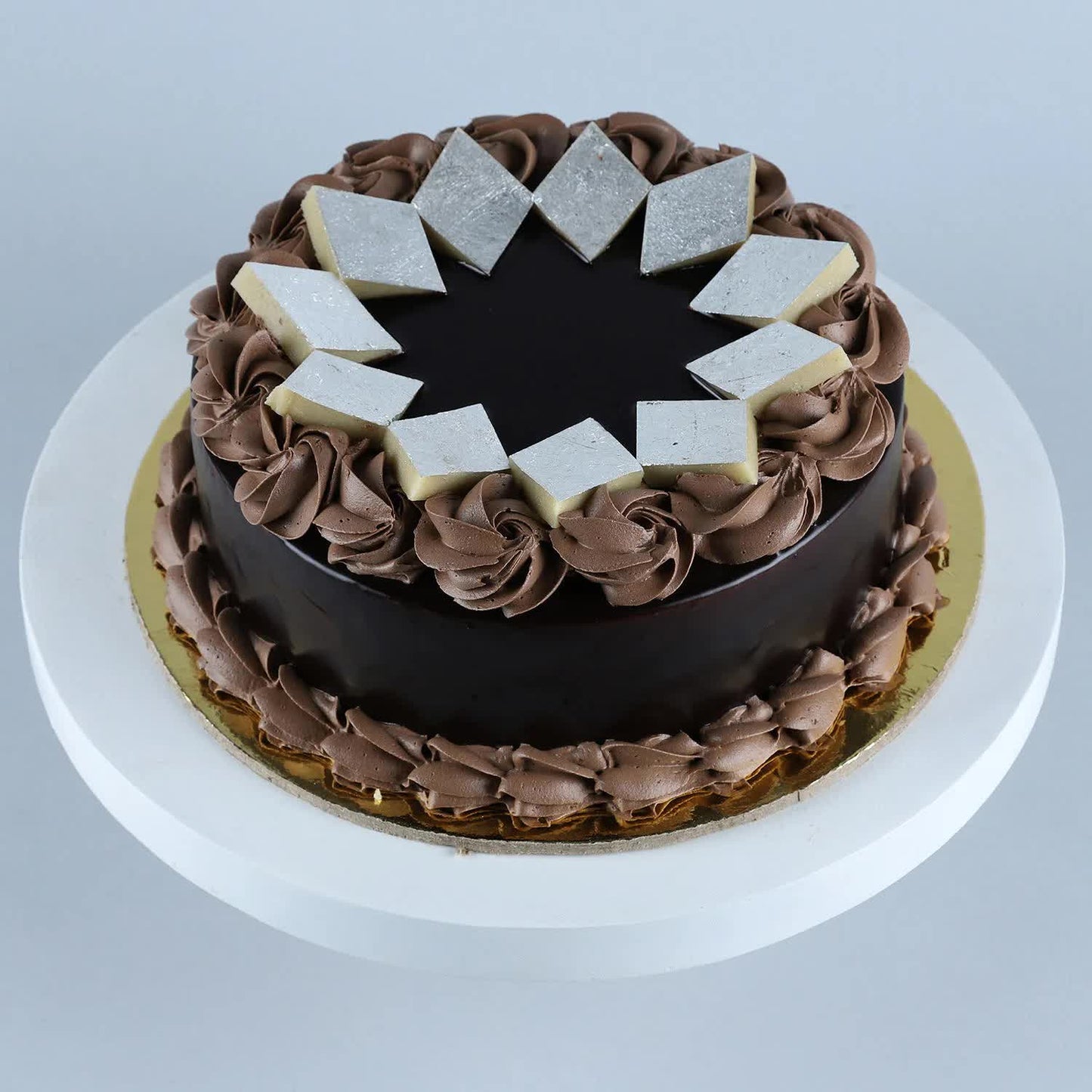Chocolate Cream Cake With Kaju Katli