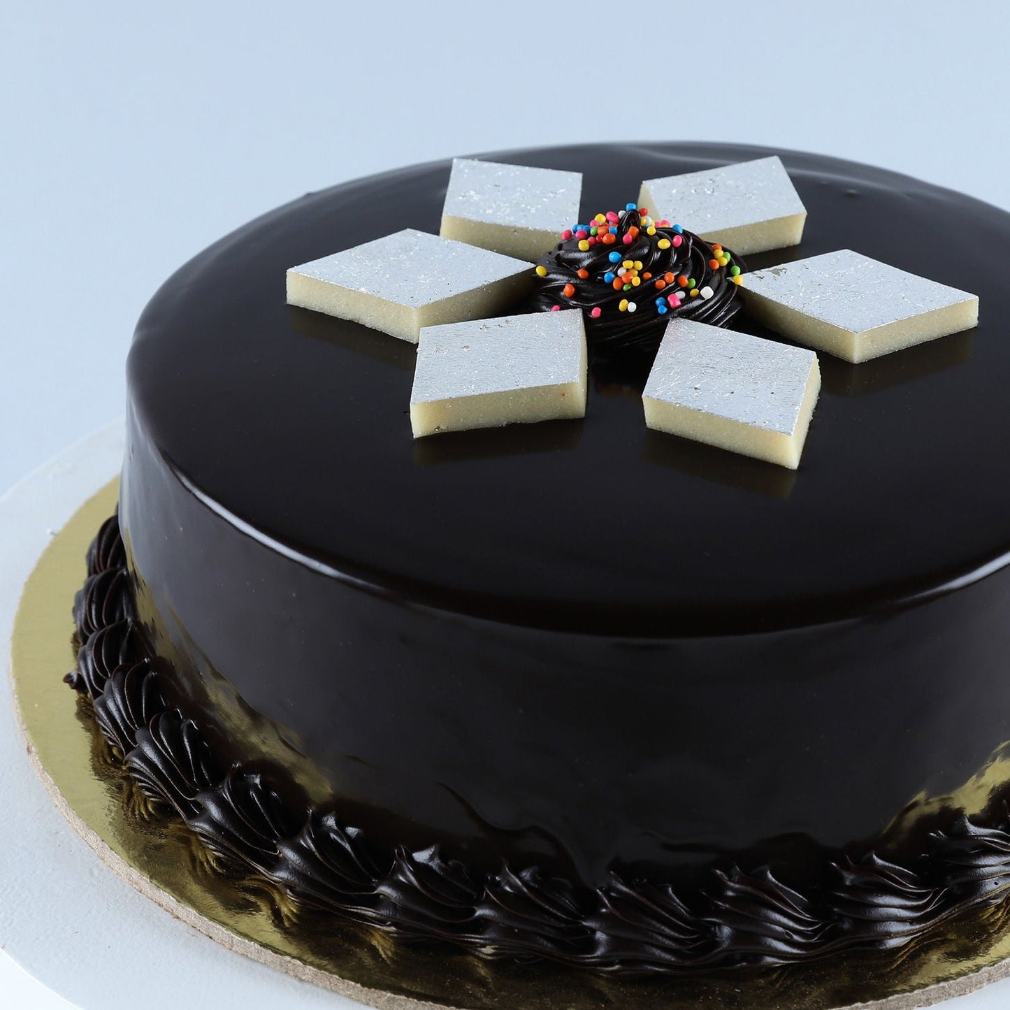 Chocolate Kaju Katli Cake