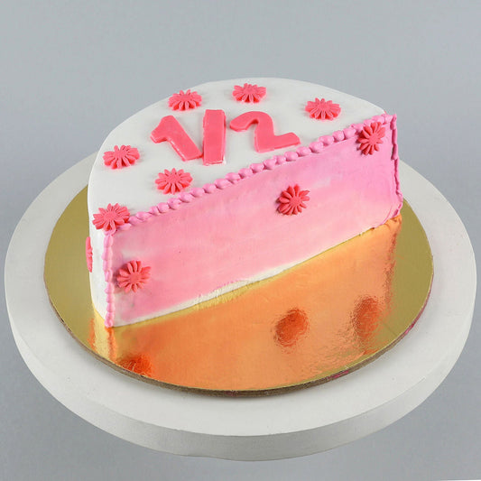 Cute Flowery Half Cake