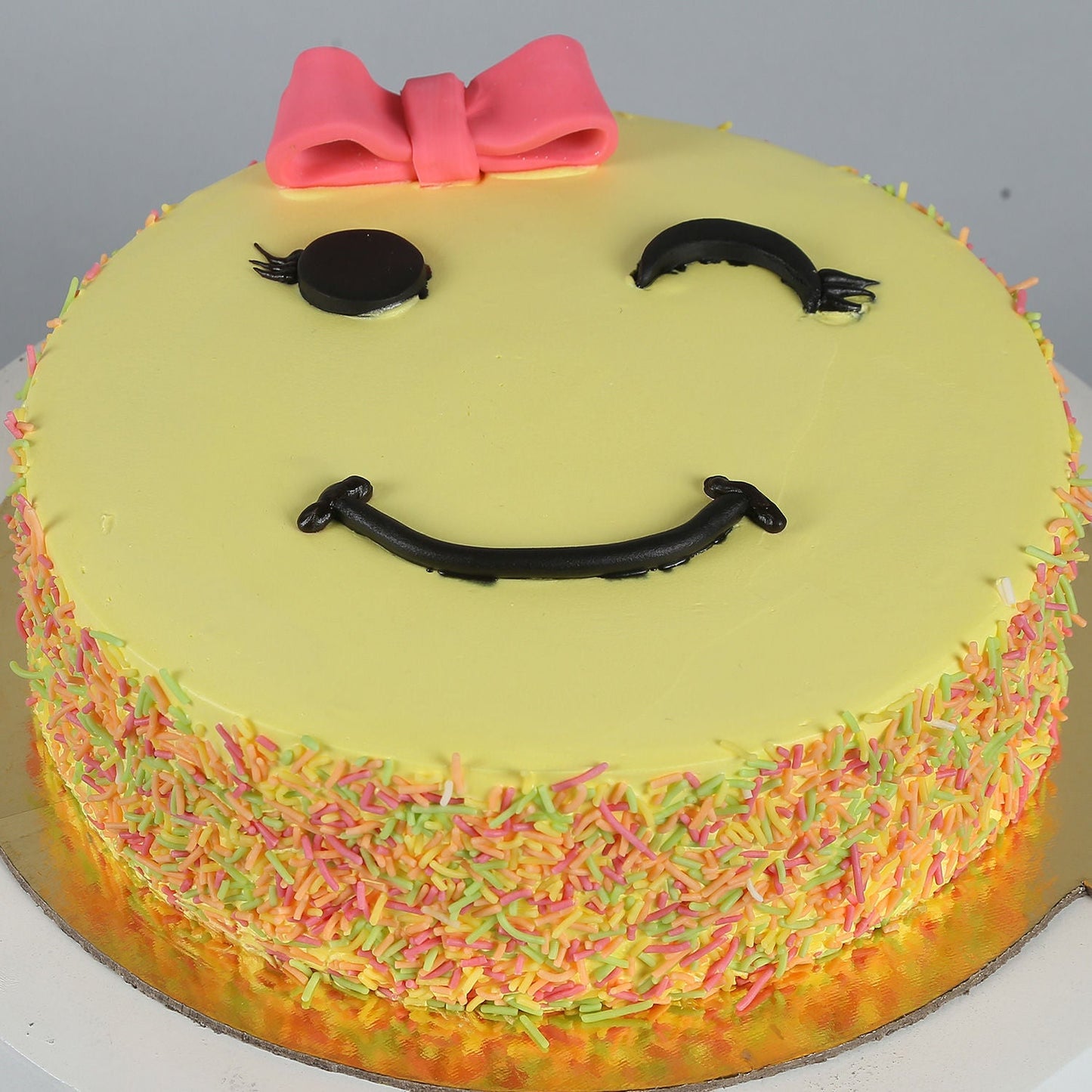 Cute Winking Emoji Butter Scotch Cake