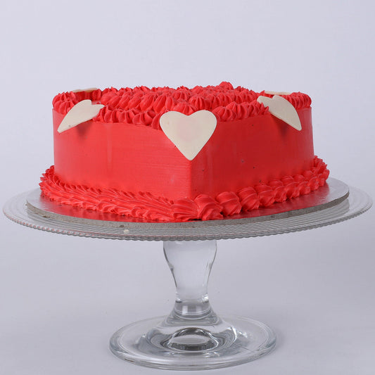 Floral Red Heart Cake
