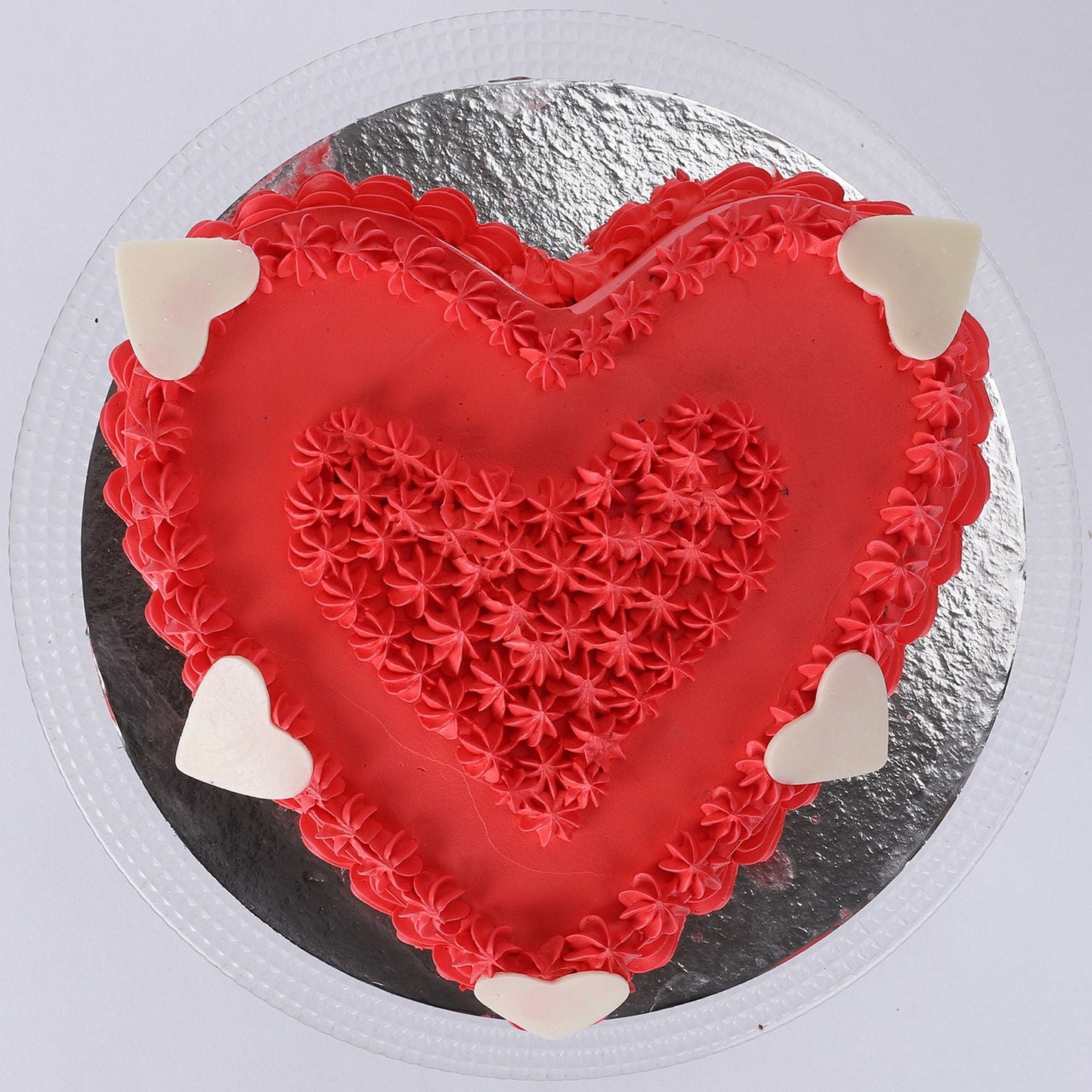 Floral Red Heart Cake