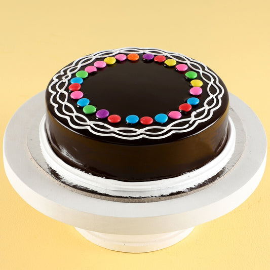 Gems Decorated Chocolate Cake