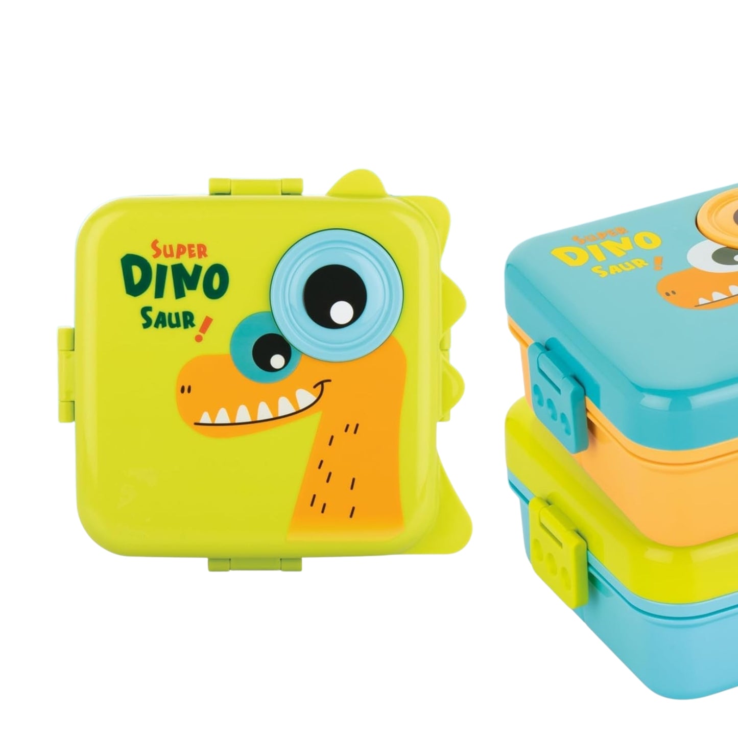 Yellow Super Dino 2 Layer Kids Lunch Box