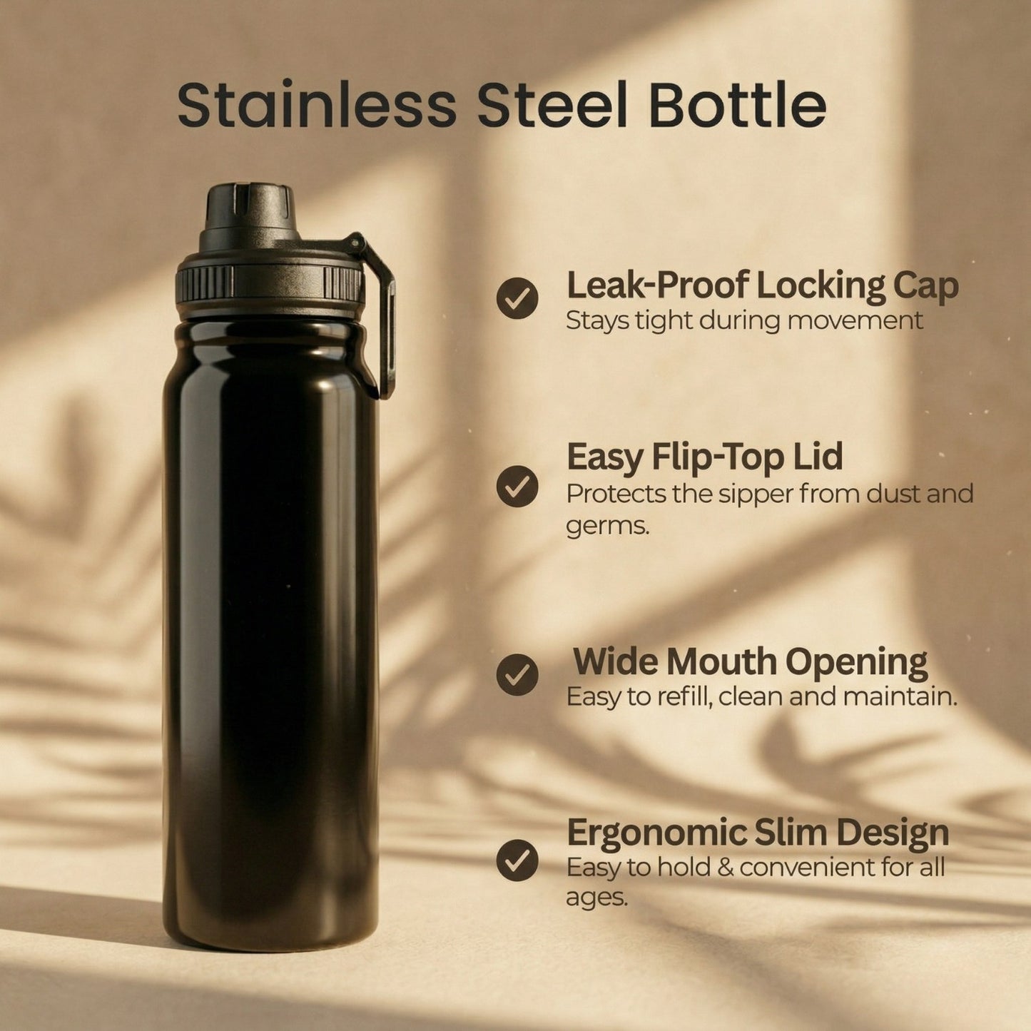 Good Vibes Only Printed Stainless Steel Water Bottle