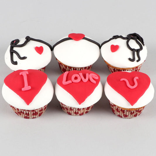 I Love You Fondant Chocolate Cup Cakes