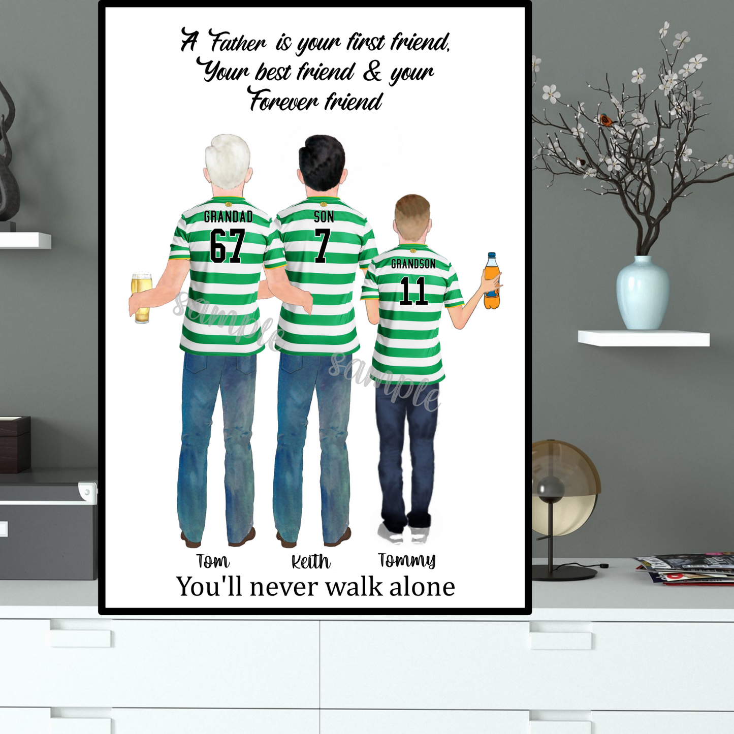 Personalised Fathers Day Grand Wishes Art
