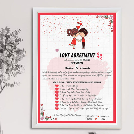 Personalised Love Aggrement Frame