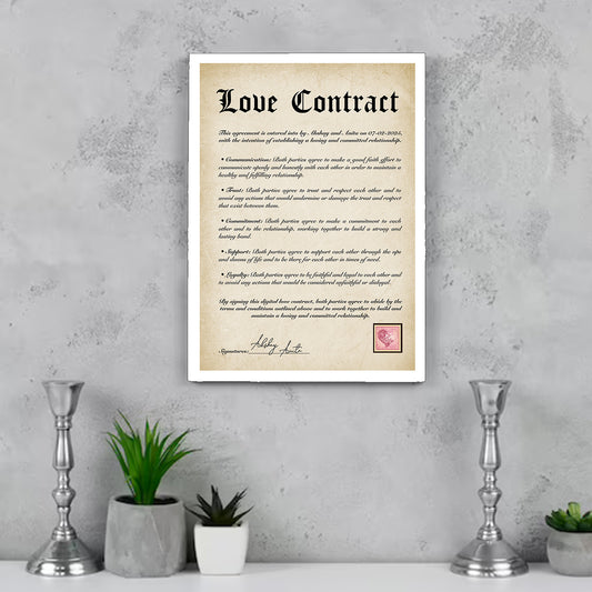 Personalised Love Contract Frame