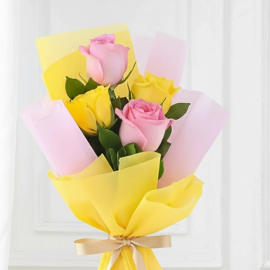 Yellow & Pink Roses Bouquet