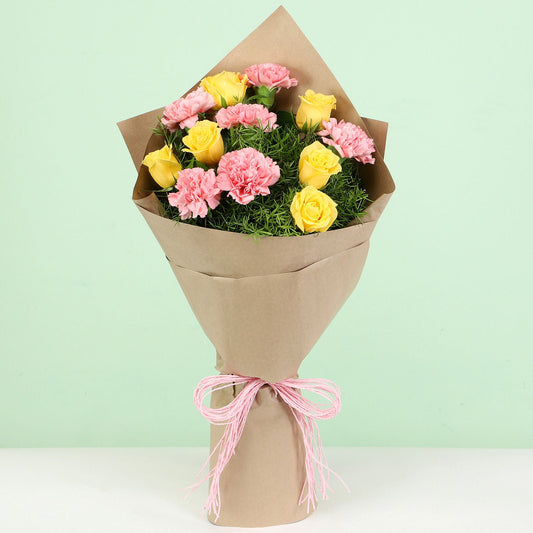 Appealing Pink Yellow Flowers Bouquet