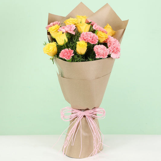 Appealing Pink Yellow Flowers Bouquet