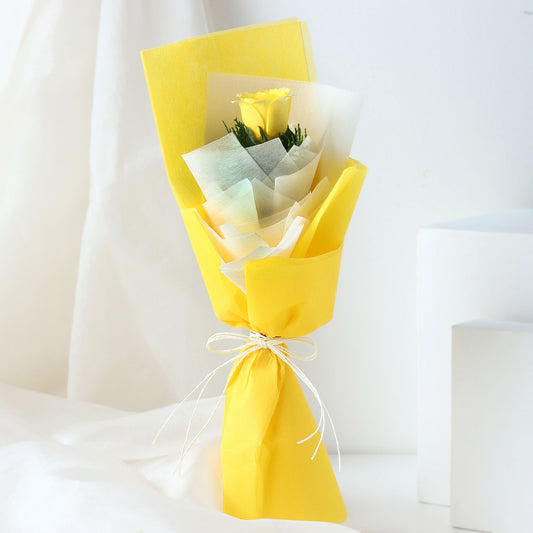 Bright Yellow Rose Bouquet N Chocolate Cake