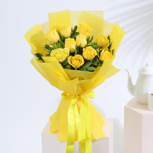 Bouquet of 10 Yellow Roses