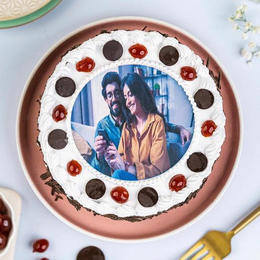 Black Forest Round Photo Cake