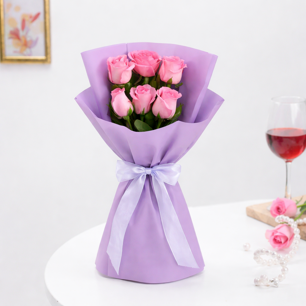 Elegant Aqua Pink Rose Bouquet