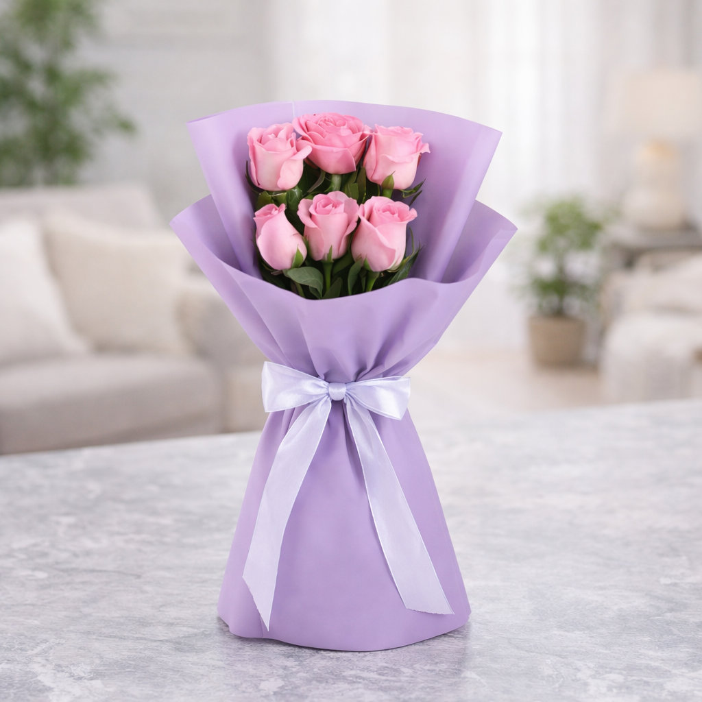 Elegant Aqua Pink Rose Bouquet