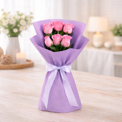 Elegant Aqua Pink Rose Bouquet