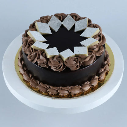 Chocolate Cream Cake With Kaju Katli