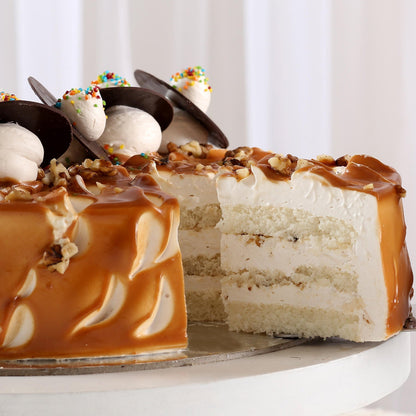 Crunchy Caramel Walnut Cake