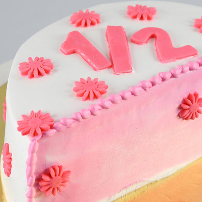Cute Flowery Half Cake