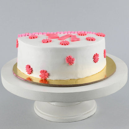 Cute Flowery Half Cake