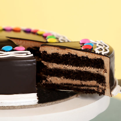Gems Decorated Chocolate Cake