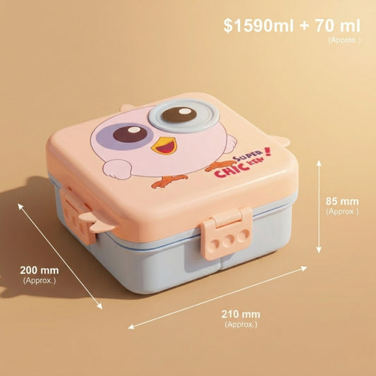 Peach Super Birdy 2 Layer Kids Lunch Box