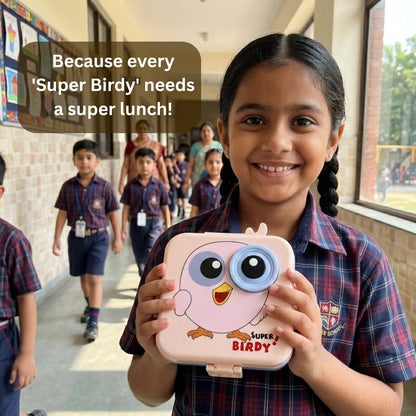 Peach Super Birdy 2 Layer Kids Lunch Box