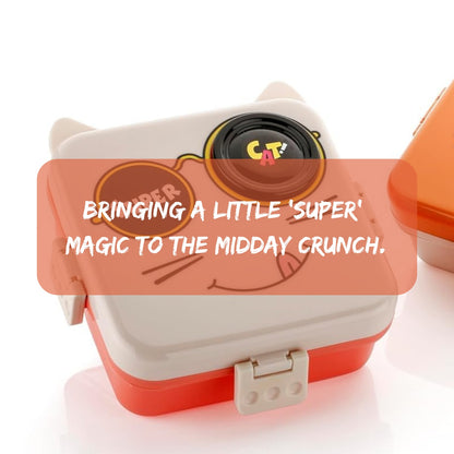 Peach Cute Cat 2 Layer Kids Lunch Box
