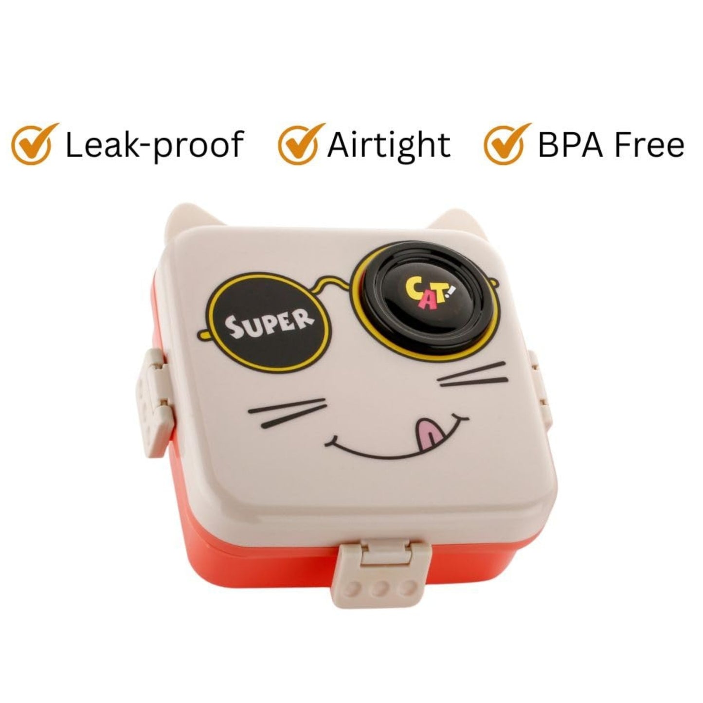 Peach Cute Cat 2 Layer Kids Lunch Box