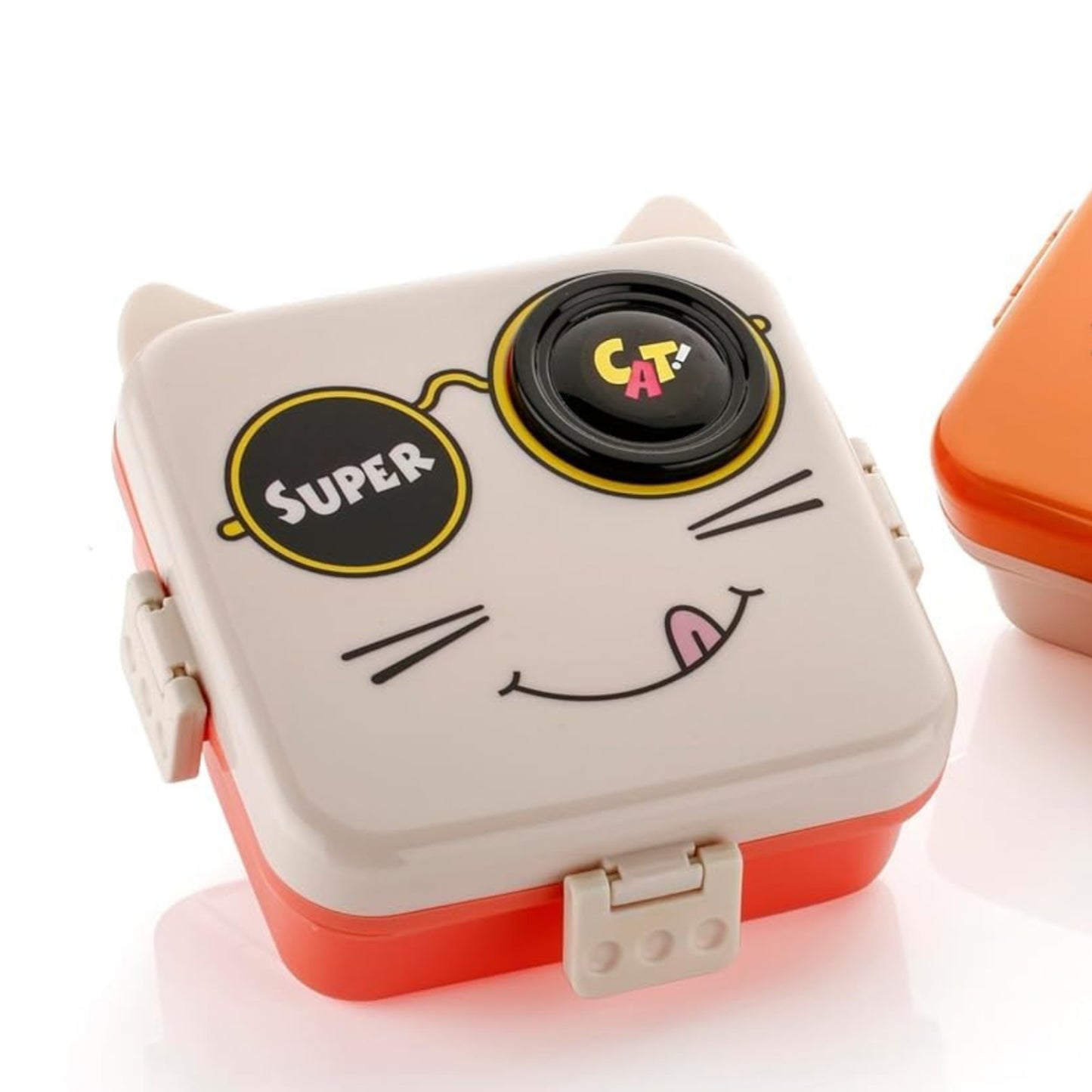 Peach Cute Cat 2 Layer Kids Lunch Box