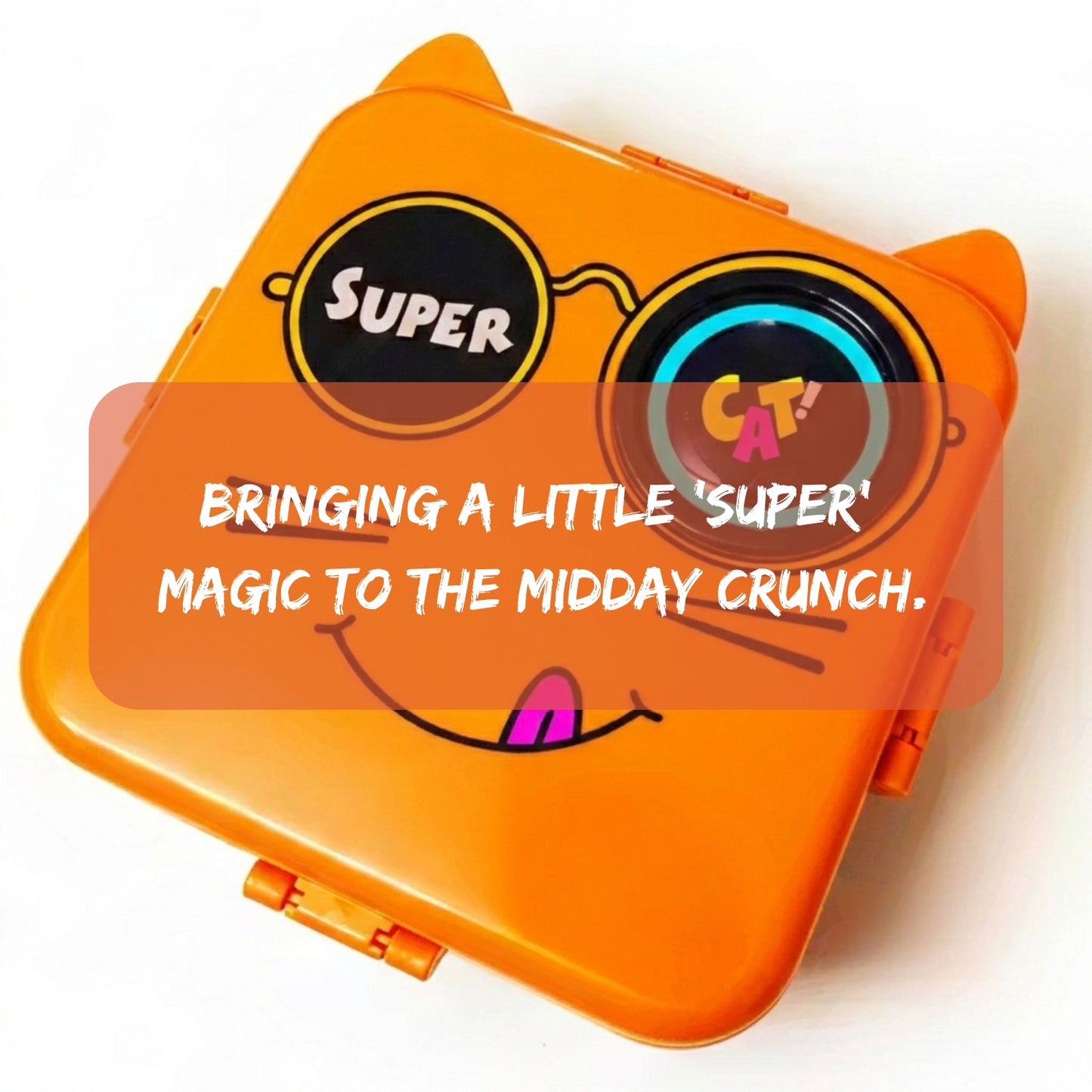 Orange Cute Cat 2 Layer Kids Lunch Box