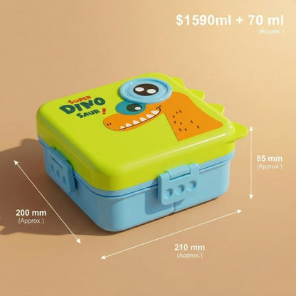 Yellow Super Dino 2 Layer Kids Lunch Box