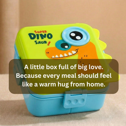 Yellow Super Dino 2 Layer Kids Lunch Box
