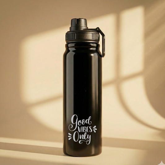 Good Vibes Only Printed Stainless Steel Water Bottle