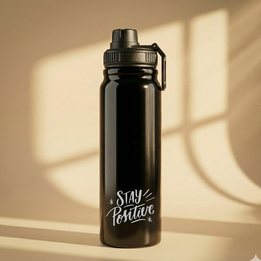 Stay Positive Printed Stainless Steel Water Bottle