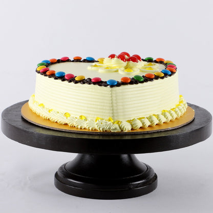 Heart Shaped Butterscotch Gems Cake