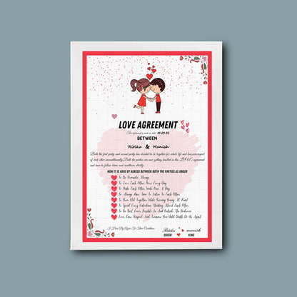 Personalised Love Aggrement Frame