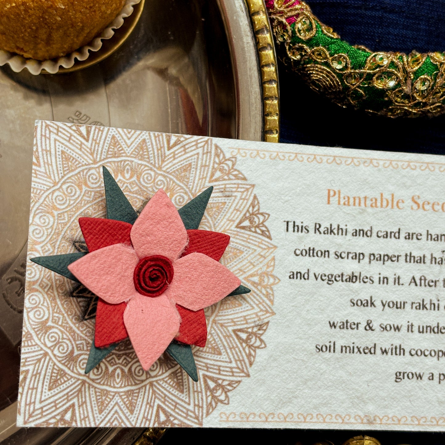 Red & Pink Jasmine Plantable Rakhi