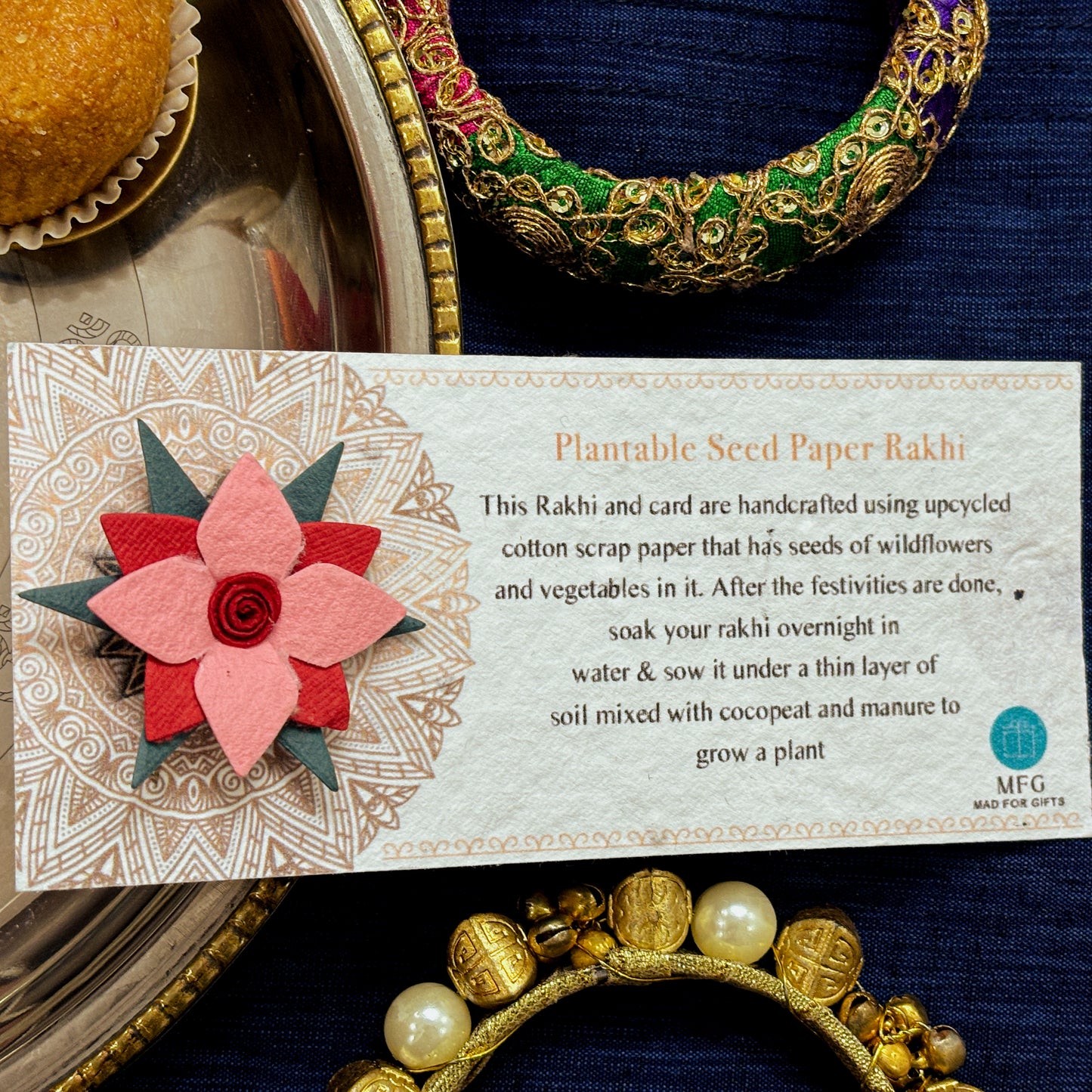 Jasmine & Red Roses Plantable Rakhi Set