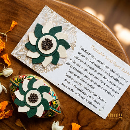 Eco Lotus Green & Cream Handmade Plantable Rakhi