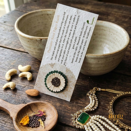 Cream & Green Daisy Seed Paper plantable Rakhi