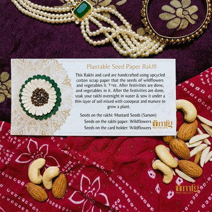 Cream & Green Daisy Seed Paper plantable Rakhi
